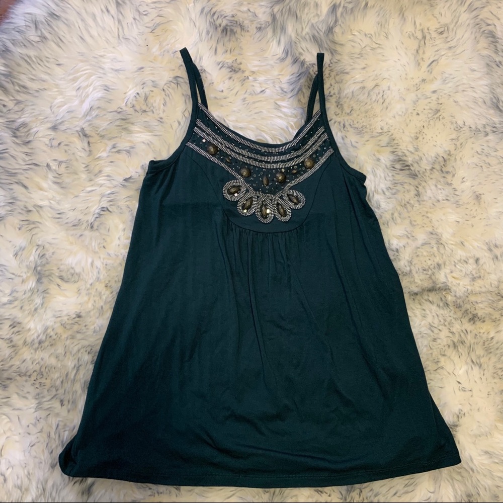 Design History green small tank top sequin beads